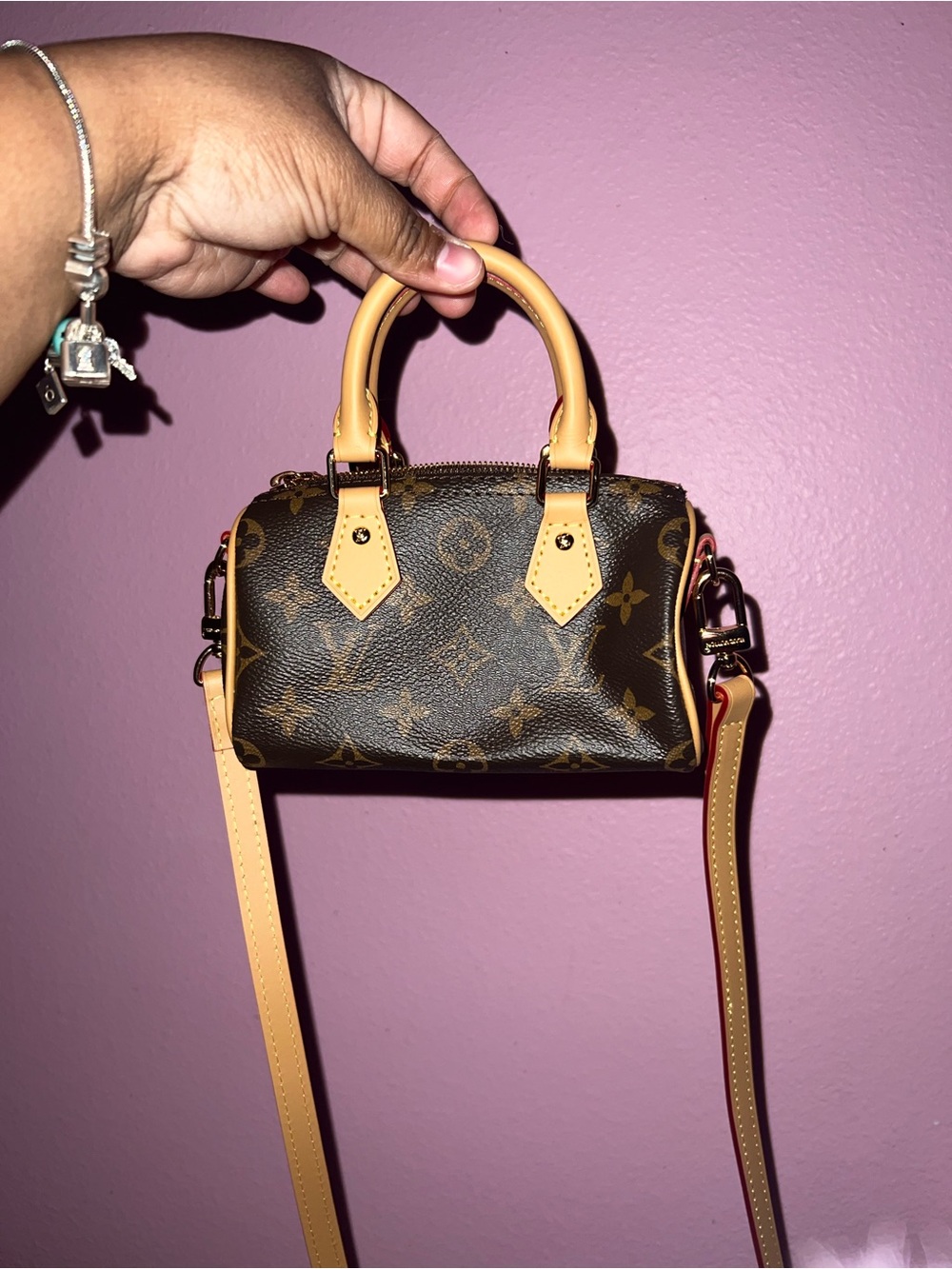 Brown flower nano bag